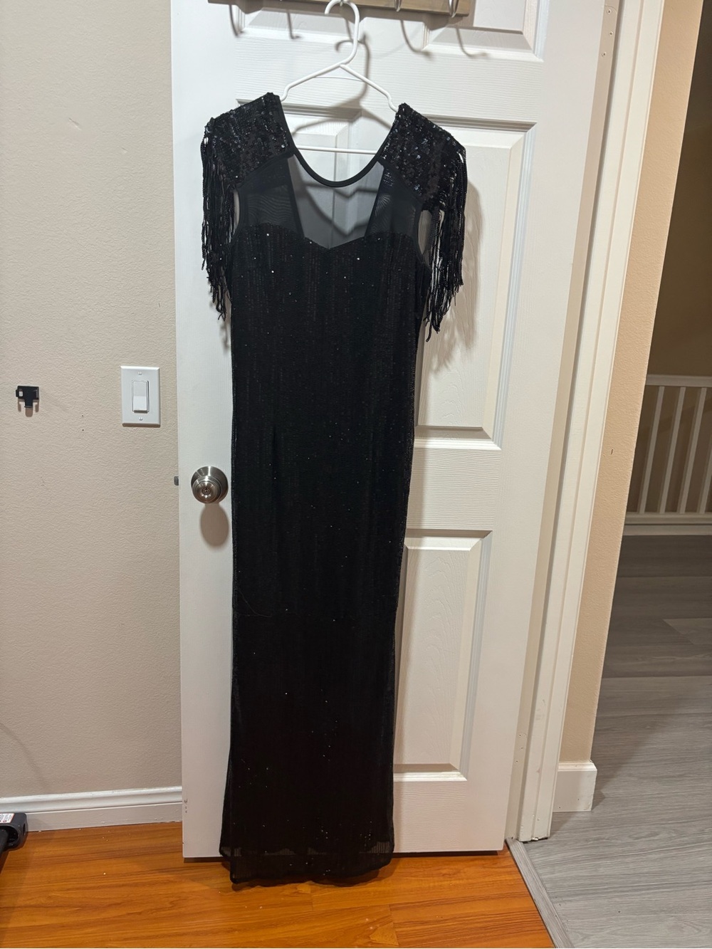 Black Beaded Fringe Maxi Dress